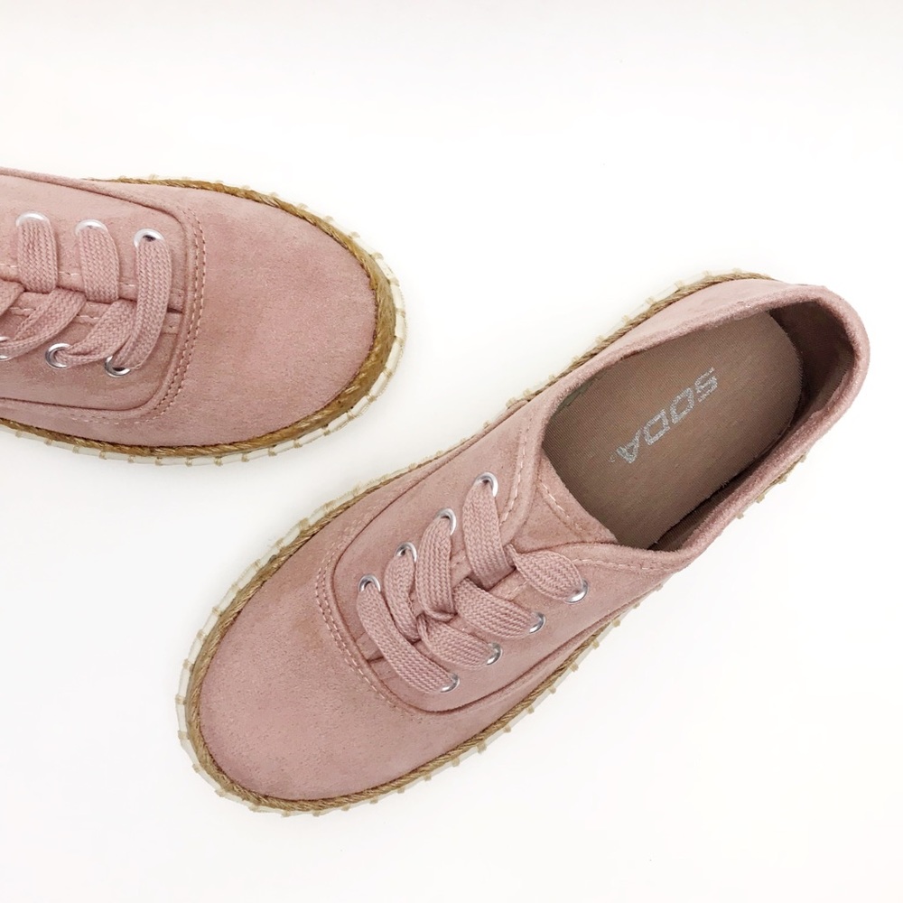 Pink Espadrille Trim Sneakers/Tennis